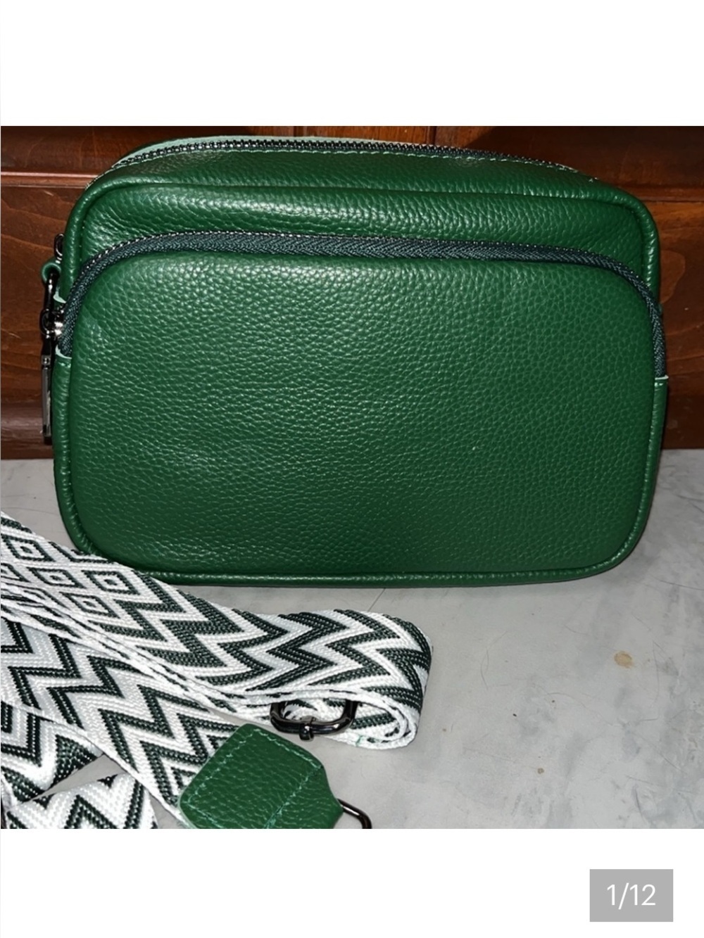 Boutique Leather Camera bag Crossbody bag Hunter Green/Gunmetal HW 2 straps NWOT